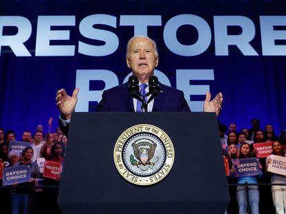 Joe Biden, on Tuesday, during a campaign event on abortion in Manassas (Virginia).
