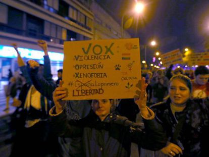 Protest against Vox in Seville.