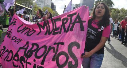 A protest held in Mexico City to demand the decriminalization of abortion in Latin America.