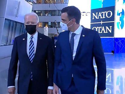 Pedro Sánchez and Joe Biden meet at the Nato summit in Brussels today.