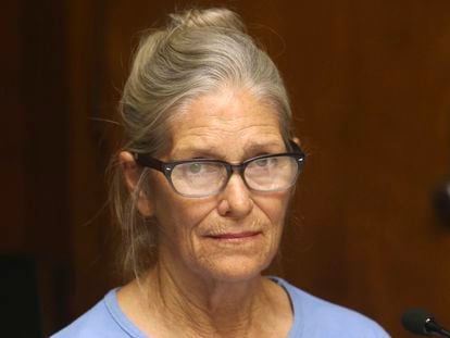 Leslie Van Houten attends her parole hearing at the California Institution for Women Sept. 6, 2017 in Corona, Calif.