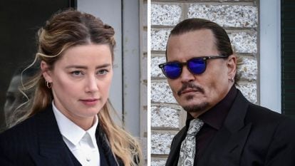 Amber Heard and Johnny Depp leaving the courthouse in Fairfax, Virginia, after one of the court sessions.