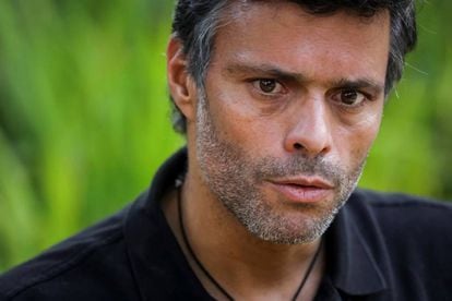 Leopoldo López during his interview with EFE in Caracas.