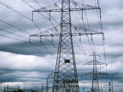 High voltage towers to conduct electricity.
