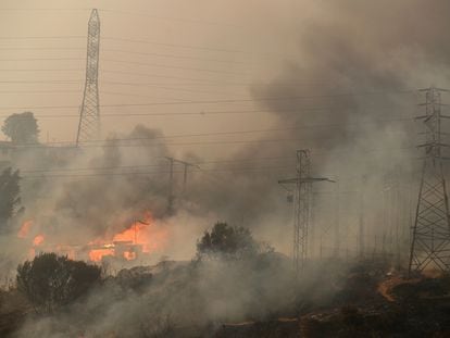 Houses burn amid the spread of wildfires in Vina del Mar, Chile February 3, 2024.