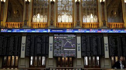 The Madrid stock market, where the Ibex 35 retreated following Sunday's election.