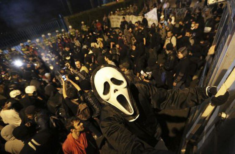 A member of the Black Bloc movement in a protest in São Paulo.