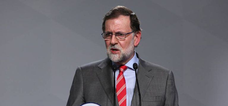 Rajoy addresses reporters on Monday in Madrid.