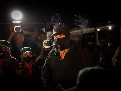 Captain Marcos attends the 30th anniversary of the Zapatista National Liberation Army uprising on January 1, 2024.