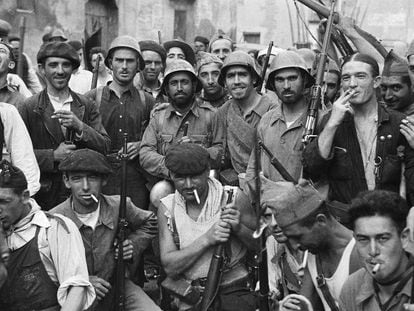 Members of the Republican militia in Grañén (Huesca province), September 12, 1936.