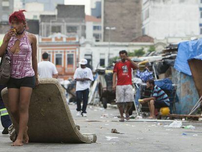 Homeless people in Cracolandia, in São Paulo.