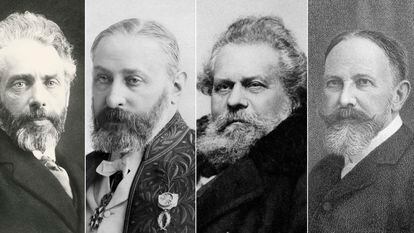 From left, Henrik Pontoppidan, Sully Prudhomme, Giosuè Carducci and Carl Spitteler, winners of the Nobel Prize in Literature.