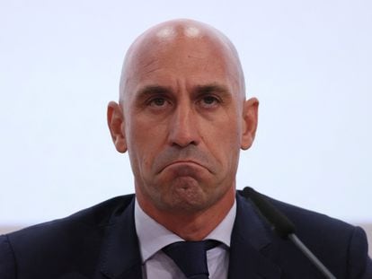Then-Spanish football Federation president Luis Rubiales during a press conference in 2022.