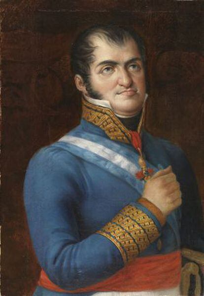 A restored fragment from the work depicting Ferdinand VII.