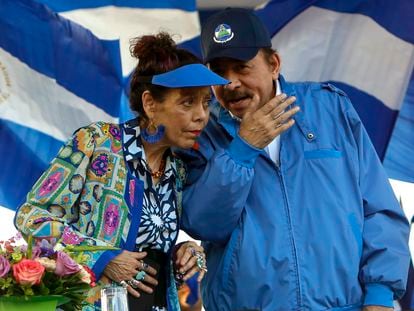 Nicaragua's President Daniel Ortega and his wife and Vice-President Rosario Murillo at a rally in Managua in September 2018.