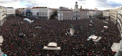 A panoramic view of Saturday's rally in Puerta del Sol.