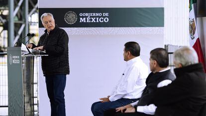 Manuel Bartlett, the director of Mexico’s Federal Electricity Commission, speaks at an event in the state of Coahuila.