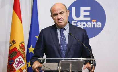 Spanish Economy Minister Luis de Guindos, pictured after Tuesday’s Ecofin meeting in Brussels.