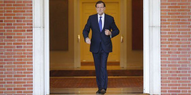 Mariano Rajoy leaves La Moncloa prime minister’s residence.