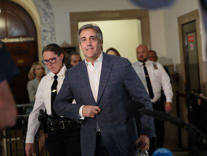 Former attorney for former U.S. President Donald Trump, Michael Cohen attends the Trump Organization civil fraud trial, in New York, October 24, 2023.