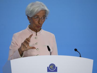 European Central Bank President Christine Lagarde speaks during a press conference in Frankfurt, Germany, on September 14, 2023.