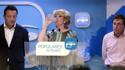 Esperanza Aguirre during Tuesday’s press conference.