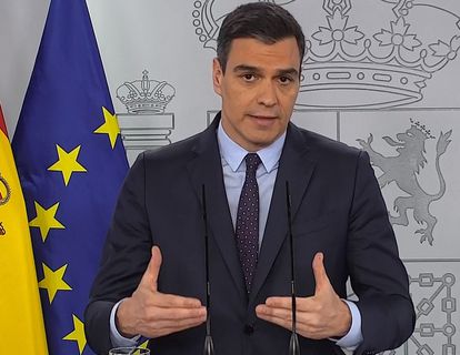 Pedro Sánchez during Saturday's press conference.