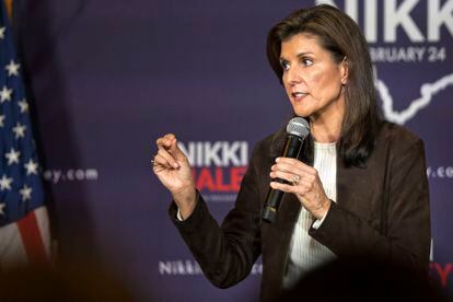 Republican presidential candidate former UN Ambassador Nikki Haley speaks at a campaign event in Spartanburg, S.C., Monday, Feb. 5, 2024.