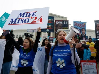 A protest in favor of mifepristone, an abortion pill
