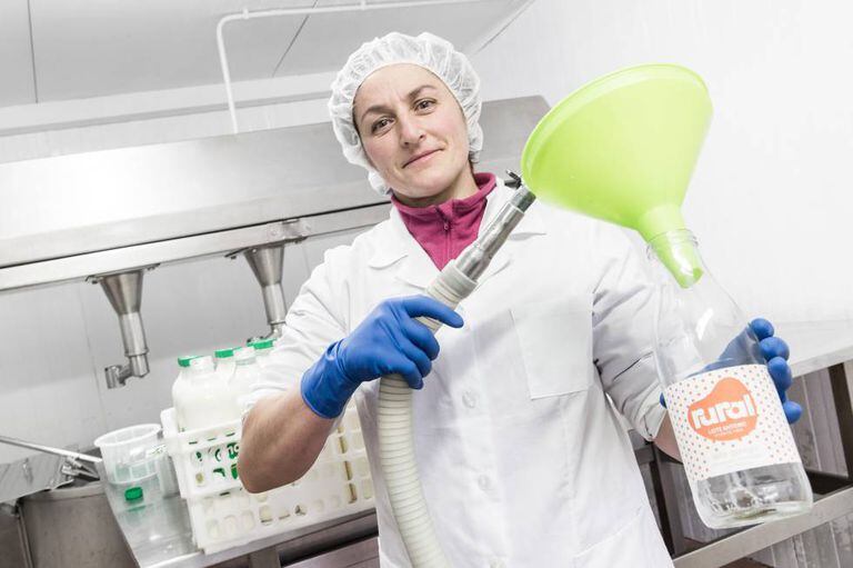 Dairy farmer Concha Laje at the Rural Muller milk bottling plant.