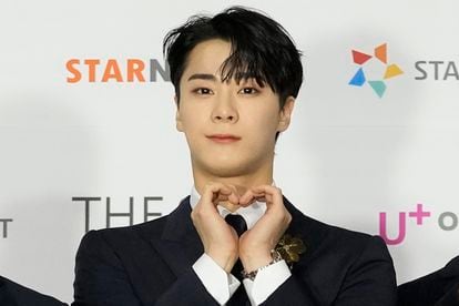 Moon Bin, a member of K-Pop group ASTRO, poses for photos on the red carpet for the 2021 Asia Artist Awards in Seoul, South Korea, Dec. 2, 2021