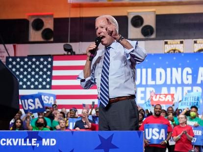 US President Joe Biden at a campaign rally in August in Rockville (Maryland).