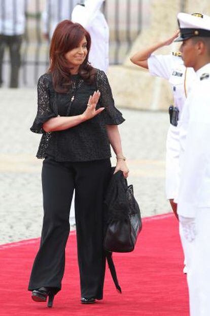 Cristina Fernández de Kirchner arrives at the summit.