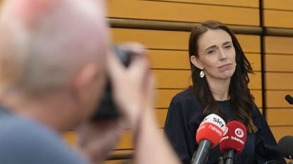 Jacinda Ardern announces her resignation as prime minister of New Zealand, in Naiper on January 19.