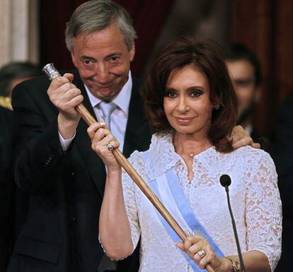 Cristina Fernández with her late husband Néstor Kirchner during her inauguration in 2007.