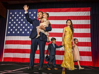 Ron DeSantis with his wife, Casey DeSantis, and his three children: Madison, Mason and Mamie in Tampa, Florida.