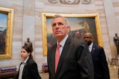 Kevin McCarthy arrives at the Capitol Building on Thursday, January 5, 2023.