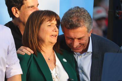 Patricia Bullrich at the closing of her campaign with Mauricio Macri, in Lomas de Zamora, on October 19.