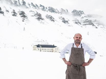 Chef Alberto Lozano in front of his restaurant Huset in Svalbard, Norway, last week. Photo provided by the restaurant.