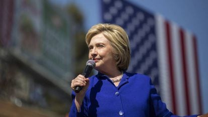 Presumptive Democratic nominee Hillary Clinton in Los Angeles, California.