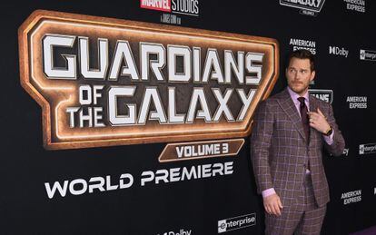 Actor Chris Pratt arrives for Marvel Studios' 'Guardians of the Galaxy Vol. 3' world premiere at the El Capitan Theatre in Hollywood, California, in April.