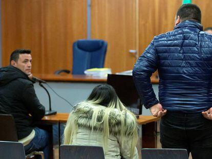 Defendant David Serrano glances at Julen’s parents during the court hearing today. 