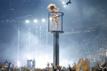 Shakira performs at the MTV Music Video Awards, at the Prudential Center in New Jersey, on September 12, 2023.