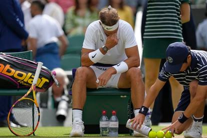Nadal after tearing his abdomen during Wimbledon last year.