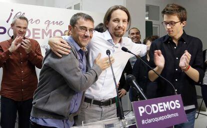 Pablo Iglesias (center) is the visible face of Podemos.