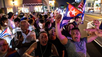 Cubans in the United States joined the protests after the demonstrations in Santiago, Cuba.