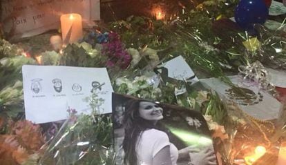 A picture of Nohemí González at a memorial outside the French Embassy in Mexico City.