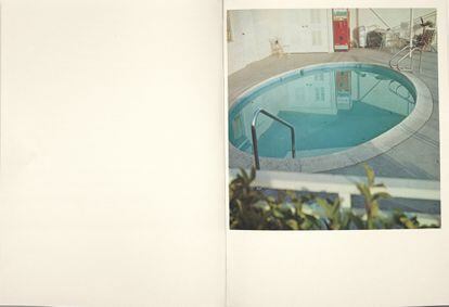A page from the photobook 'Nine Swimming Pools and a Broken Glass' (1968) by Ed Ruscha.
