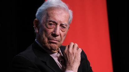 Mario Vargas Llosa at the Cervantes Institute in Madrid; April 2023.