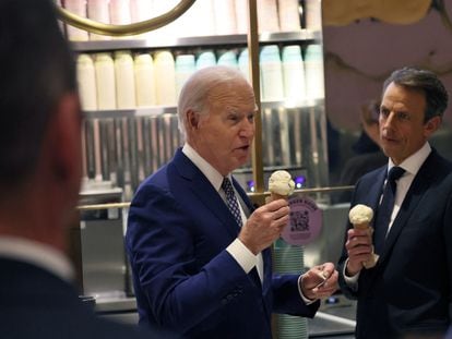 The president of the United States, Joe Biden, this Monday in an ice cream parlor in central New York.